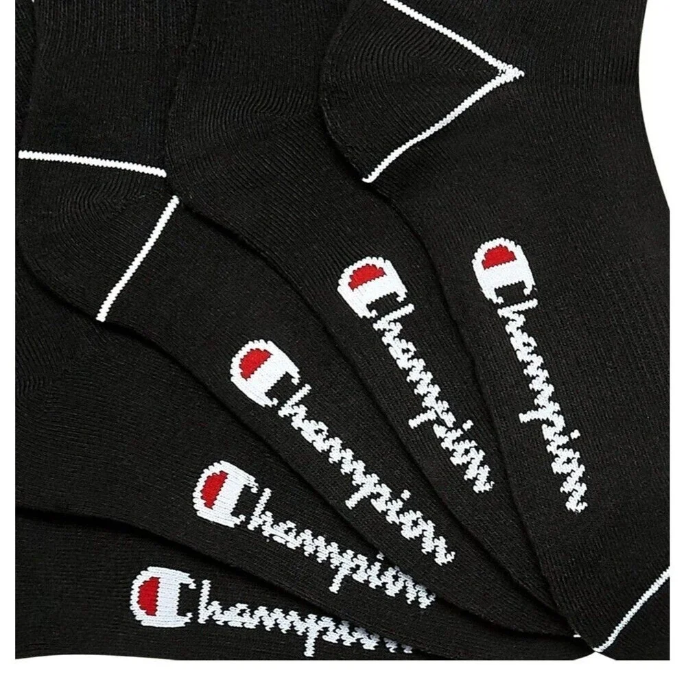 Champion Men's 10 Pairs Cushion Crew Black Socks